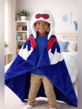 Marvel Superhero Hooded Blanket - Blue, White, and Red